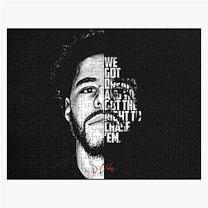 Black and white J Cole quote. (2) Jigsaw Puzzle