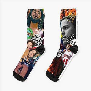 J Cole Collage Socks