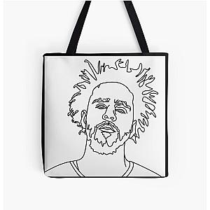 J Cole Outline All Over Print Tote Bag