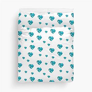 Blue Jellybean Hearts Sticker Pack Duvet Cover