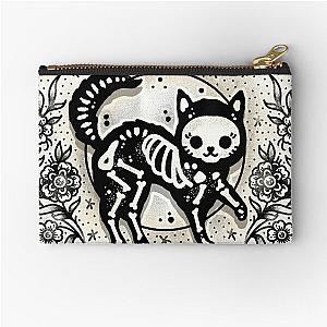 Jellybean Skeleton Cat Cute Traditional Tattoo Flash Zipper Pouch