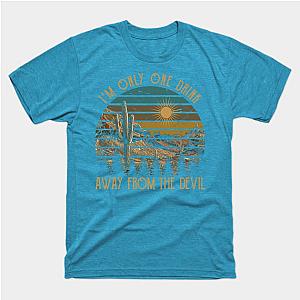 Jelly Roll T-Shirts - I'm Only One Drink Away From The Devil Western Deserts Leopard Cactus T-Shirt TP2509