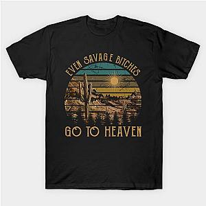 Jelly Roll T-Shirts - Even Savage Bitches Go To Heaven Mountain Cactus Graphic T-Shirt TP2509