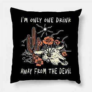 Jelly Roll Pillows - I'm Only One Drink Away From The Devil Bull-Skull Graphic Feathers Poster TP2509