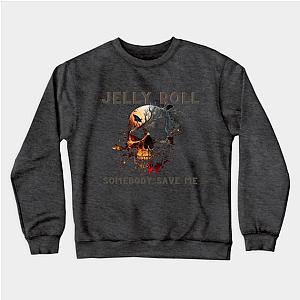 Jelly Roll Sweatshirts - Jelly Roll 'Somebody Save Me'' Skull Shirt Gray and Orange Letters Sweatshirt TP2509