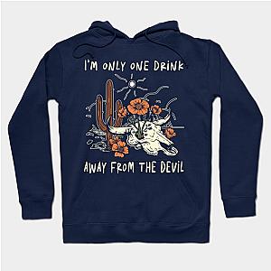 Jelly Roll Hoodies - I'm Only One Drink Away From The Devil Bull-Skull Graphic Feathers Hoodie TP2509