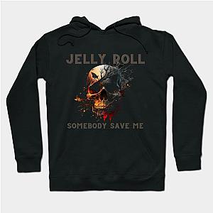 Jelly Roll Hoodies - Jelly Roll 'Somebody Save Me'' Skull Shirt Gray and Orange Letters Hoodie TP2509