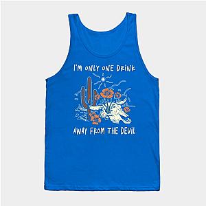 Jelly Roll Tank Tops - I'm Only One Drink Away From The Devil Bull-Skull Graphic Feathers Tank Top TP2509