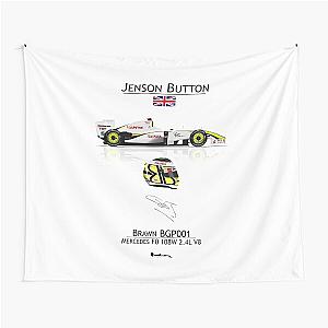 Jenson Button - Brawn GP001 Driver Helmet Tapestry
