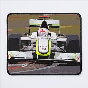 Jenson Button racing his Brawn GP 2009 F1 car at British Grand Prix Silverstone watercolor Mouse Pad