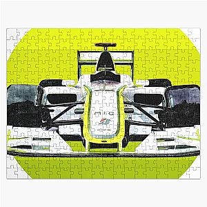 Formula 1 Brawn BGP 001 - Jenson Button and Rubens Barrichello 2009 Minimalist Car Design Jigsaw Puzzle