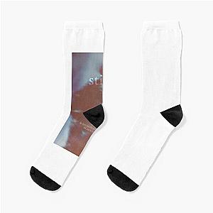 still - love is not dying jeremy zucker typographic Socks