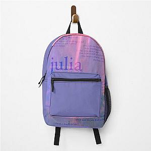 julia - love is not dying jeremy zucker typographic Backpack