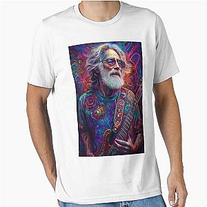 Psychedelic Jerry Garcia Guitar Legend Tribute Vibrant Psychedelic Music Icon Design Essential T-Shirt