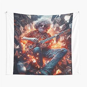 Jerry Garcia Explosive Music Icon in Shattered Glass Tapestry