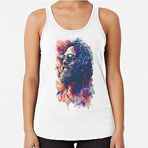 Retro Hippie Vibes: Vibrant Jerry Garcia Artwork Racerback Tank Top