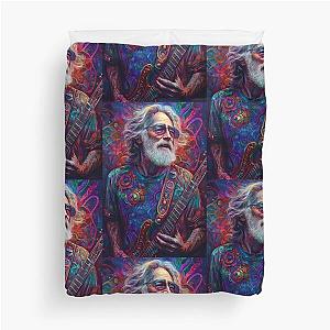 Jerry Garcia Psychedelic Artwork - Vibrant Music Icon Tribute Design Duvet Cover