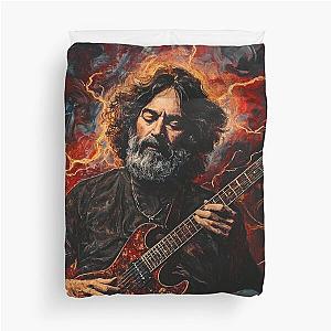 Epic Guitarist Jerry Garcia Electrifying Passion and Energy Duvet Cover