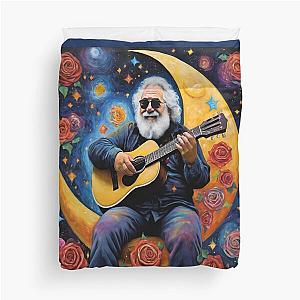 Cosmic Serenade: Jerry Garcia on a Crescent Moon Duvet Cover