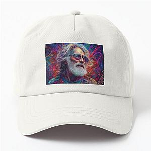 Psychedelic Jerry Garcia Artwork Guitar Legend Tribute Vibrant Psychedelic Music Icon Design Dad Hat