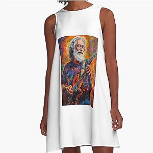 Vibrant Rock Legend Jerry Garcia Psychedelic Portrait T Shirt A Line Dress