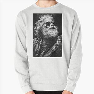 Iconic Jerry Garcia Portrait Black White Pullover Sweatshirt