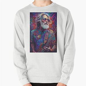 Psychedelic Jerry Garcia Artwork - Guitar Legend Tribute - Vibrant Music Icon Design Pullover Sweatshirt