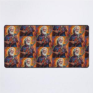 Vibrant Rock Legend Jerry Garcia Psychedelic Portrait T-Shirt Desk Mat