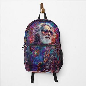 Jerry Garcia Tribute Vibrant Psychedelic Music Icon Design Backpack
