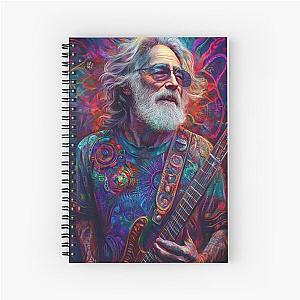 Psychedelic Jerry Garcia Artwork Guitar Legend Tribute Vibrant Psychedelic Music Icon Design Spiral Notebook