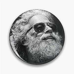 Iconic Jerry Garcia Portrait Black and White Pin