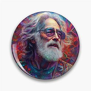 Psychedelic Jerry Garcia Artwork - Guitar Legend Tribute - Vibrant Music Icon Design Pin