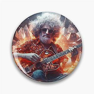 Jerry Garcia Explosive Music Icon in Shattered Glass Pin