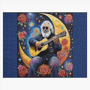 Cosmic Serenade: Jerry Garcia on a Crescent Moon Jigsaw Puzzle