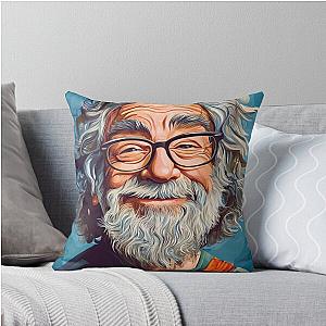 Jerry Garcia Caricature Artwork for Grateful Dead Fan Throw Pillow