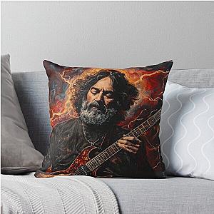 Epic Guitarist Jerry Garcia Electrifying Passion and Energy Throw Pillow