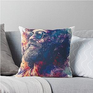Retro Hippie Vibes: Vibrant Jerry Garcia Artwork Throw Pillow