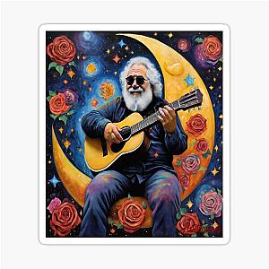 Cosmic Serenade: Jerry Garcia on the Crescent Moon Sticker