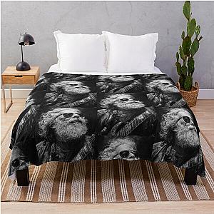 Iconic Jerry Garcia Portrait Black and White Throw Blanket
