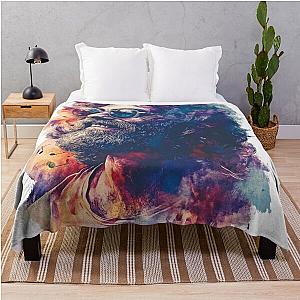 Retro Hippie Vibes: Vibrant Jerry Garcia Artwork Throw Blanket
