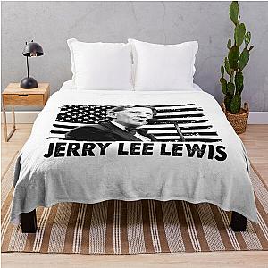 Retro American Flag Jerry Lee Lewis Music Gift Throw Blanket