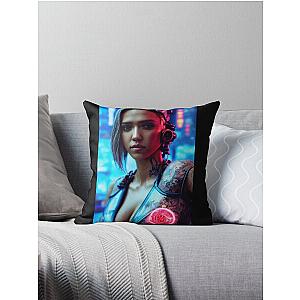 Cyberpunk Throw Pillow Jessica