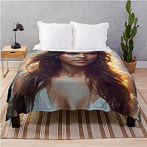 Jessica Alba Digital Fan Art Throw Blanket
