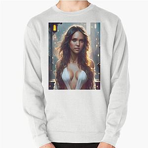 Jessica Alba Digital Fan Art Pullover Sweatshirt