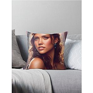 Jessica Alba Digital Fan Art Throw Pillow