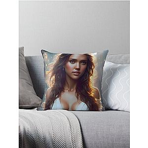 Jessica Alba Digital Fan Art Throw Pillow