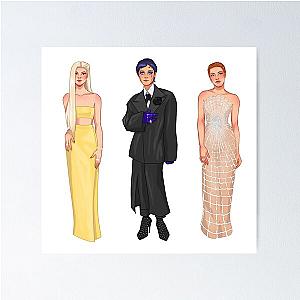 anya taylor-joy, emma d'arcy, jessica chastain stickers Poster