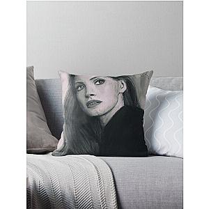 Jessica Chastain - Pastel on Canvas Painting Throw Pillow