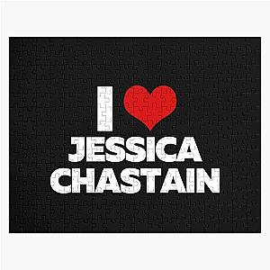 I Love Jessica Chastain (White Text) Jigsaw Puzzle