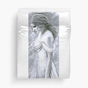 Jessica Chastain Charcoal Sketch Duvet Cover